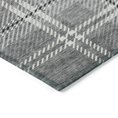 Spiral Whispers Grey Washable Indoor-Outdoor Rug