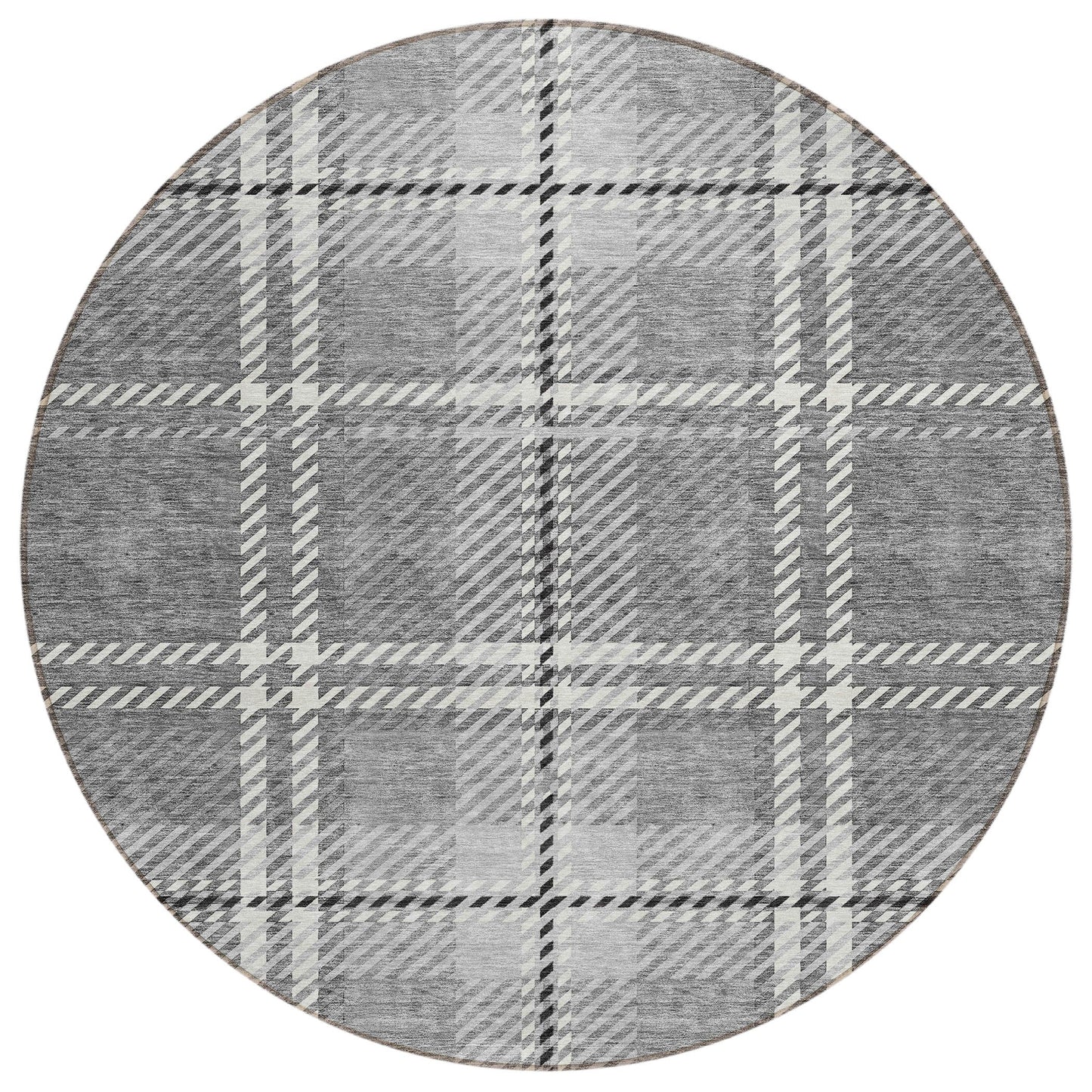 Spiral Whispers Grey Washable Indoor-Outdoor Rug