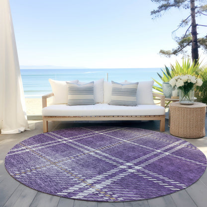 Spiral Whispers Purple Washable Indoor-Outdoor Rug
