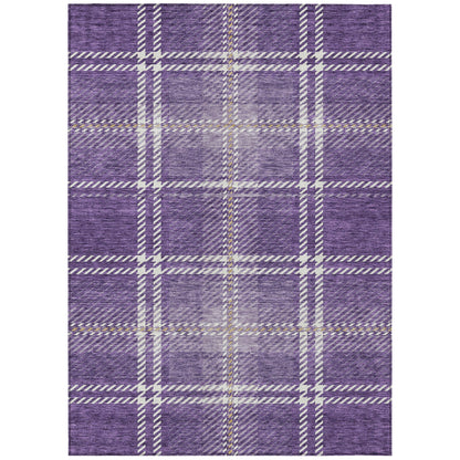 Spiral Whispers Purple Washable Indoor-Outdoor Rug
