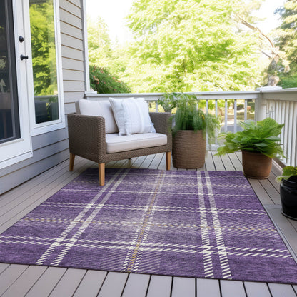 Spiral Whispers Purple Washable Indoor-Outdoor Rug