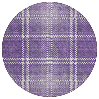 Spiral Whispers Purple Washable Indoor-Outdoor Rug