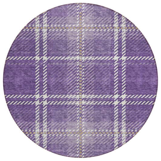 Spiral Whispers Purple Washable Indoor-Outdoor Rug