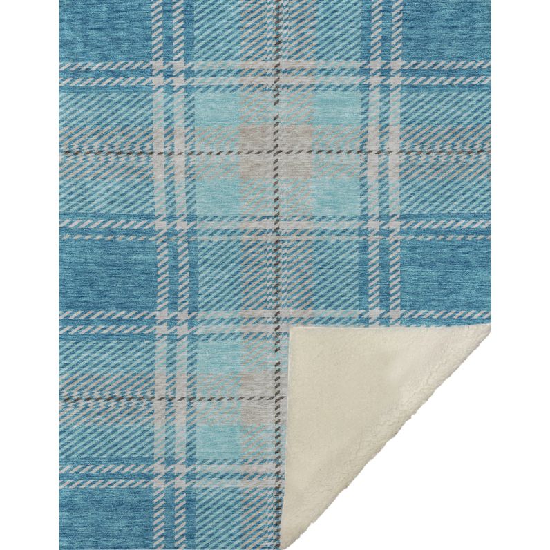 Addison Rugs Spiral Whispers Teal Indoor-Outdoor Rug with Matching Throw