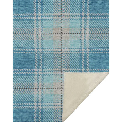 Addison Rugs Spiral Whispers Teal Indoor-Outdoor Rug with Matching Throw