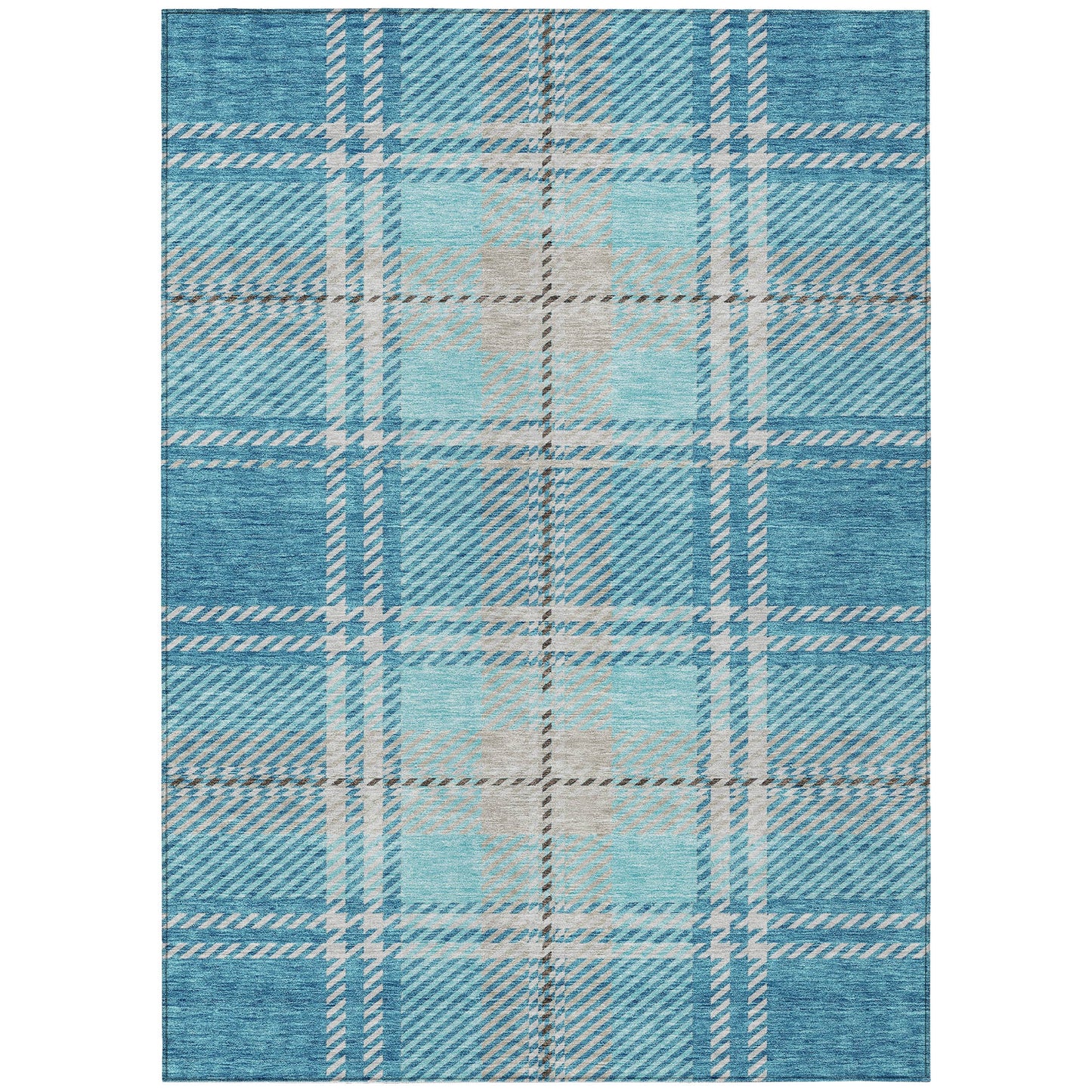 Spiral Whispers Teal Washable Indoor-Outdoor Rug