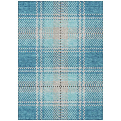 Spiral Whispers Teal Washable Indoor-Outdoor Rug