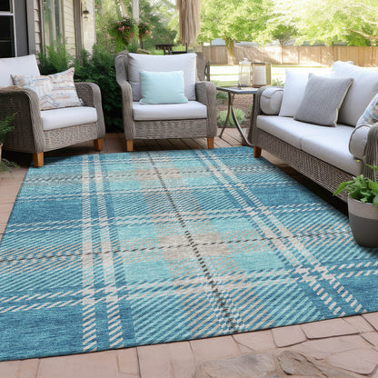 Spiral Whispers Teal Washable Indoor-Outdoor Rug