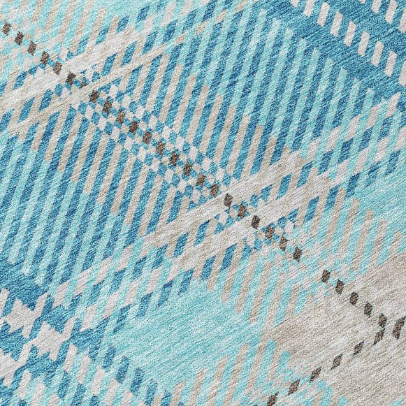 Addison Rugs Spiral Whispers Teal Indoor-Outdoor Rug with Matching Throw
