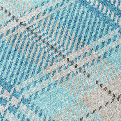 Addison Rugs Spiral Whispers Teal Indoor-Outdoor Rug with Matching Throw