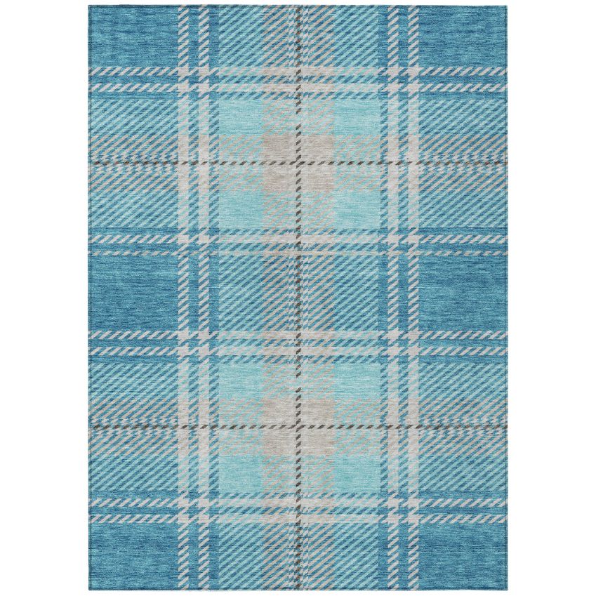 Addison Rugs Spiral Whispers Teal Indoor-Outdoor Rug with Matching Throw