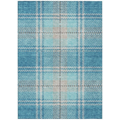 Addison Rugs Spiral Whispers Teal Indoor-Outdoor Rug with Matching Throw