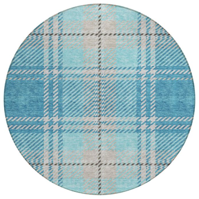 Addison Rugs Spiral Whispers Teal Indoor-Outdoor Rug with Matching Throw