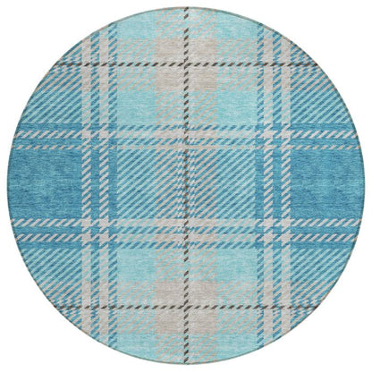 Addison Rugs Spiral Whispers Teal Indoor-Outdoor Rug with Matching Throw
