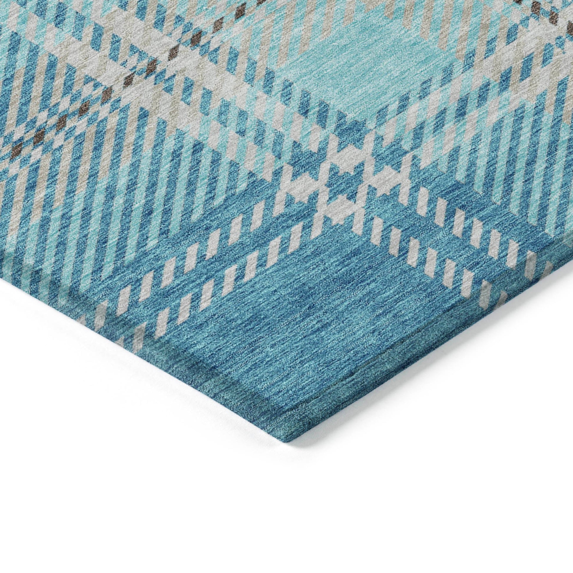 Addison Rugs Spiral Whispers Teal Indoor-Outdoor Rug with Matching Throw