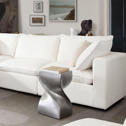 Spire Square Accent Table in Casted Aluminum in Nickel Finish-Side Tables-Diamond Sofa-Sideboards and Things 