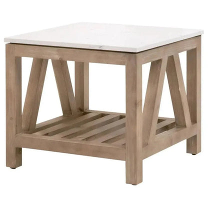 Essentials For Living Spruce End Table Reclaimed Pine White Quartz