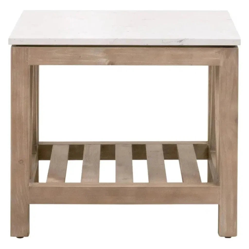 Essentials For Living Spruce End Table Reclaimed Pine White Quartz