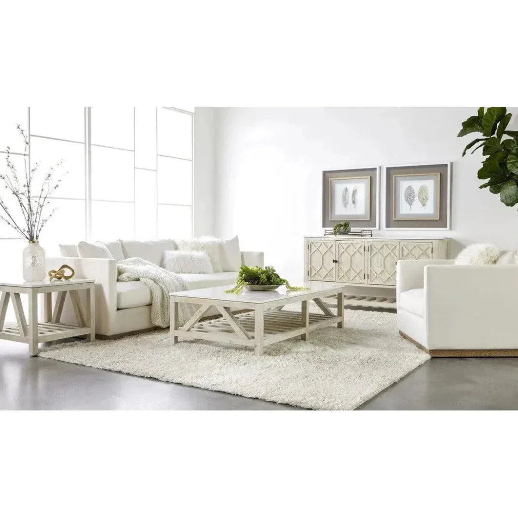 Essentials For Living Spruce End Table Reclaimed Pine White Quartz