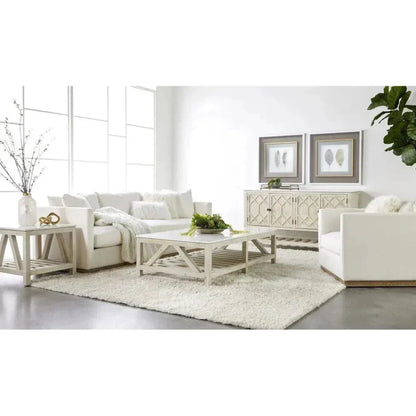 Essentials For Living Spruce End Table Reclaimed Pine White Quartz