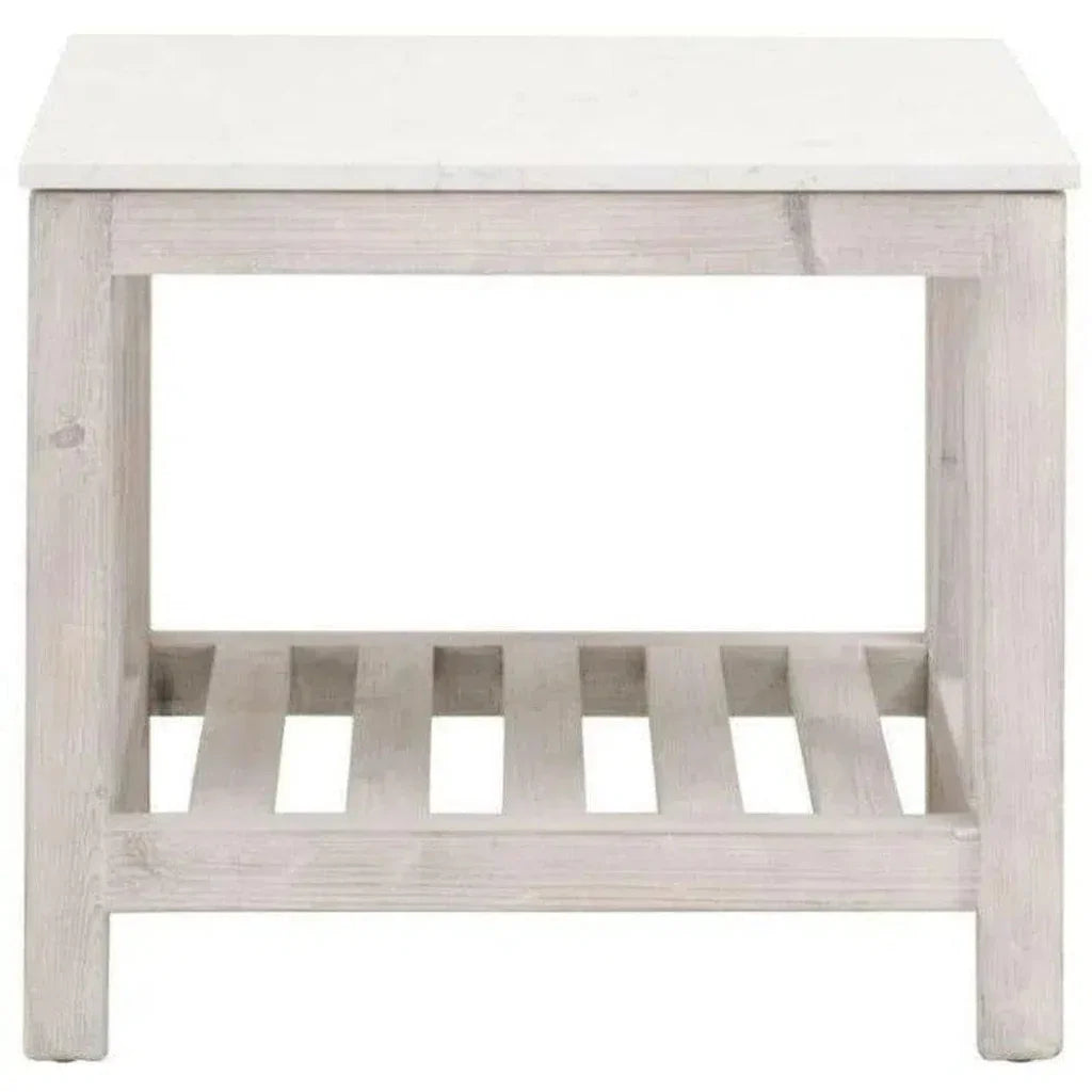 Essentials For Living Spruce End Table Reclaimed Pine White Quartz