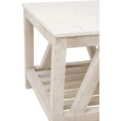 Essentials For Living Spruce End Table Reclaimed Pine White Quartz