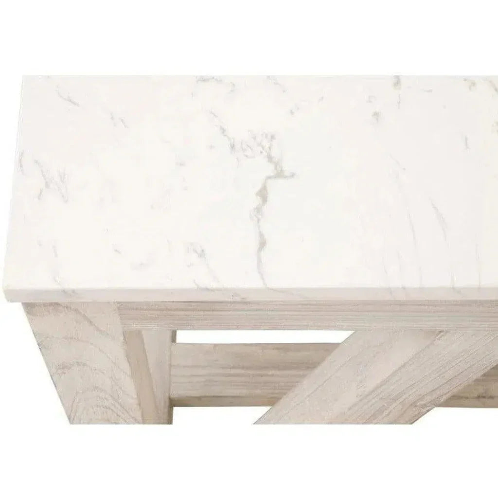 Essentials For Living Spruce End Table Reclaimed Pine White Quartz