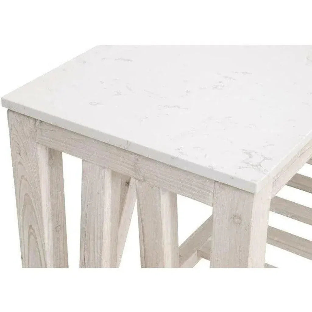 Essentials For Living Spruce End Table Reclaimed Pine White Quartz
