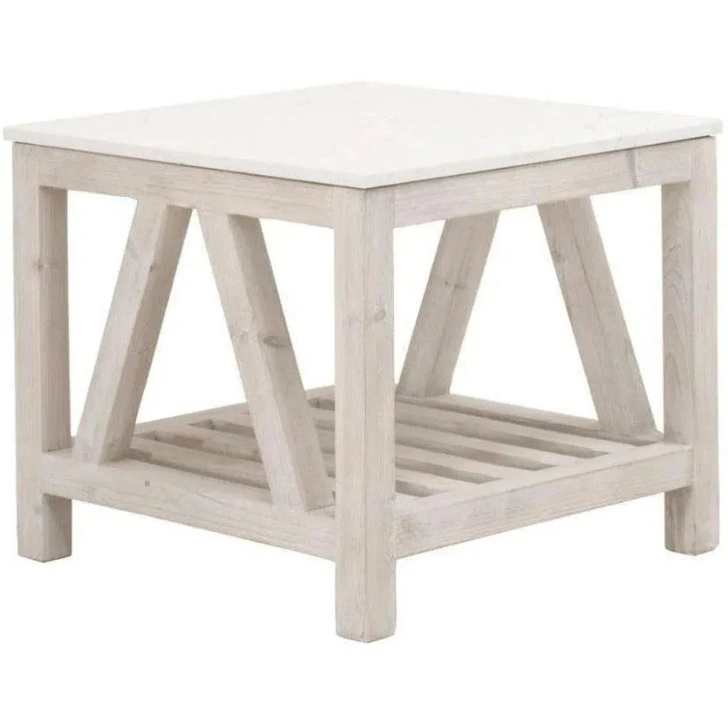 Essentials For Living Spruce End Table Reclaimed Pine White Quartz
