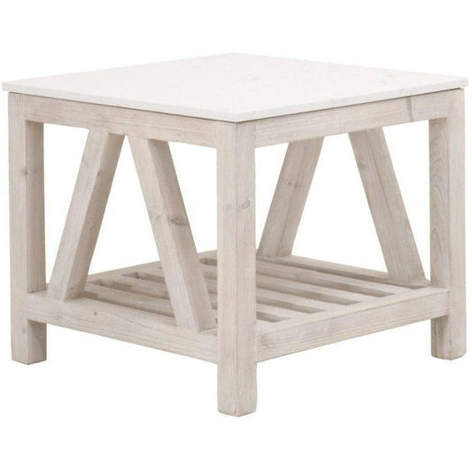 Spruce End Table White Wash Pine White Quartz Side Tables Sideboards and Things By Essentials For Living