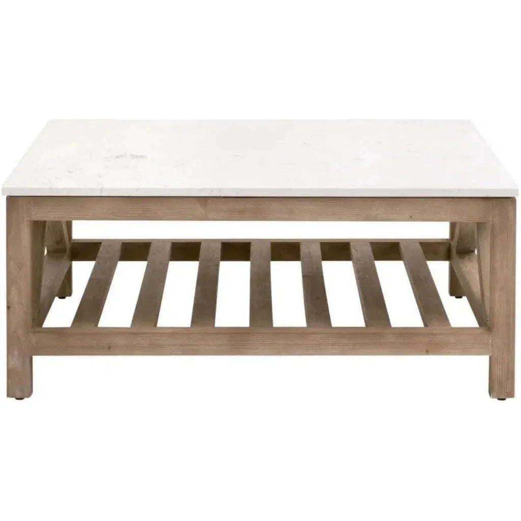 Essentials For Living Spruce Square Coffee Table Reclaimed Pine White Quartz
