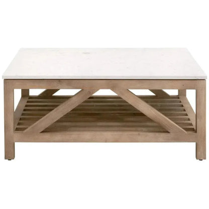 Essentials For Living Spruce Square Coffee Table Reclaimed Pine White Quartz