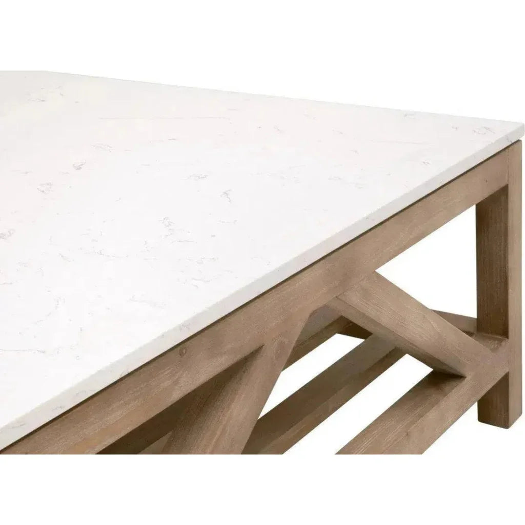 Essentials For Living Spruce Square Coffee Table Reclaimed Pine White Quartz