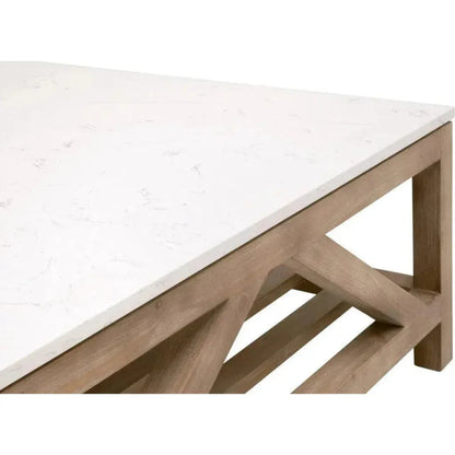Essentials For Living Spruce Square Coffee Table Reclaimed Pine White Quartz