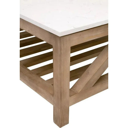 Essentials For Living Spruce Square Coffee Table Reclaimed Pine White Quartz