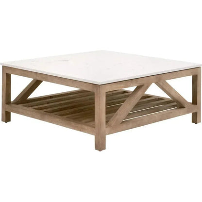 Essentials For Living Spruce Square Coffee Table Reclaimed Pine White Quartz