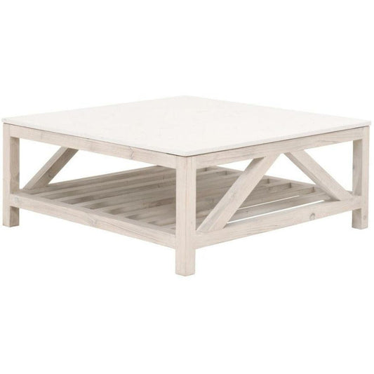 Spruce Square Coffee Table White Wash Pine White Quartz Coffee Tables Sideboards and Things By Essentials For Living