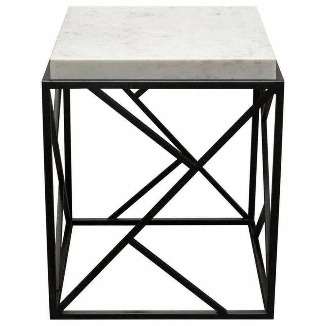 Square Accent Table Genuine Grey Marble Top & Black Metal Base Side Tables Sideboards and Things  By Diamond Sofa