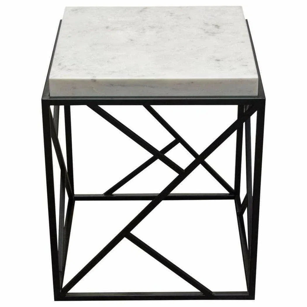 Square Accent Table Genuine Grey Marble Top & Black Metal Base Side Tables Sideboards and Things  By Diamond Sofa