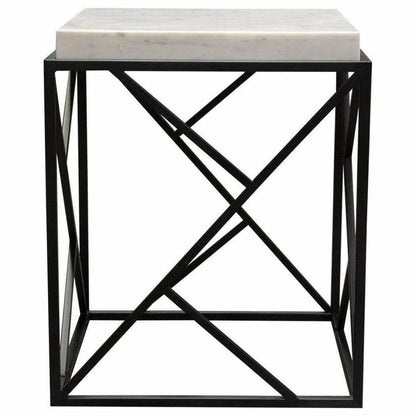 Square Accent Table Genuine Grey Marble Top & Black Metal Base Side Tables Sideboards and Things  By Diamond Sofa