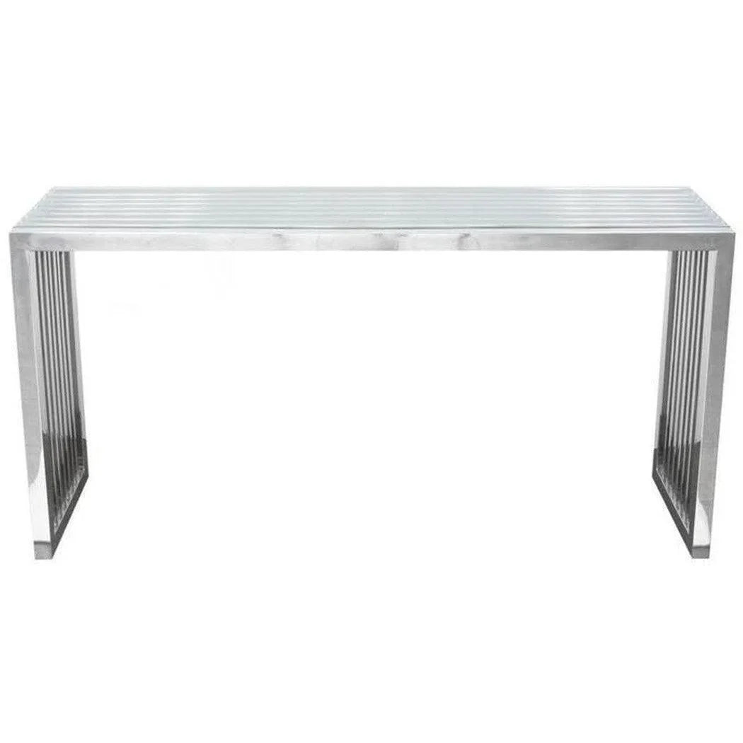 Stainless Steel Console Table Clear Tempered Glass Top Console Tables Sideboards and Things  By Diamond Sofa