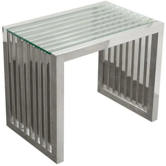 Stainless Steel End Table Clear Tempered Glass Top Side Tables Sideboards and Things  By Diamond Sofa