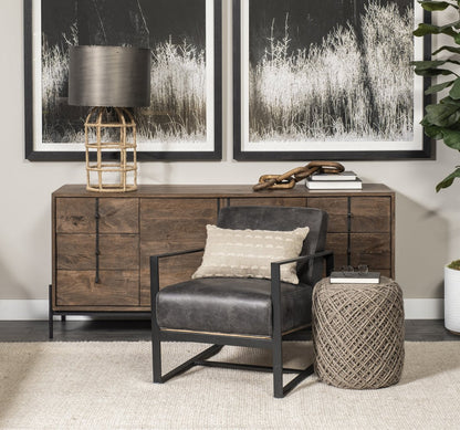 Mercana Stamford Black Leather Accent Chair