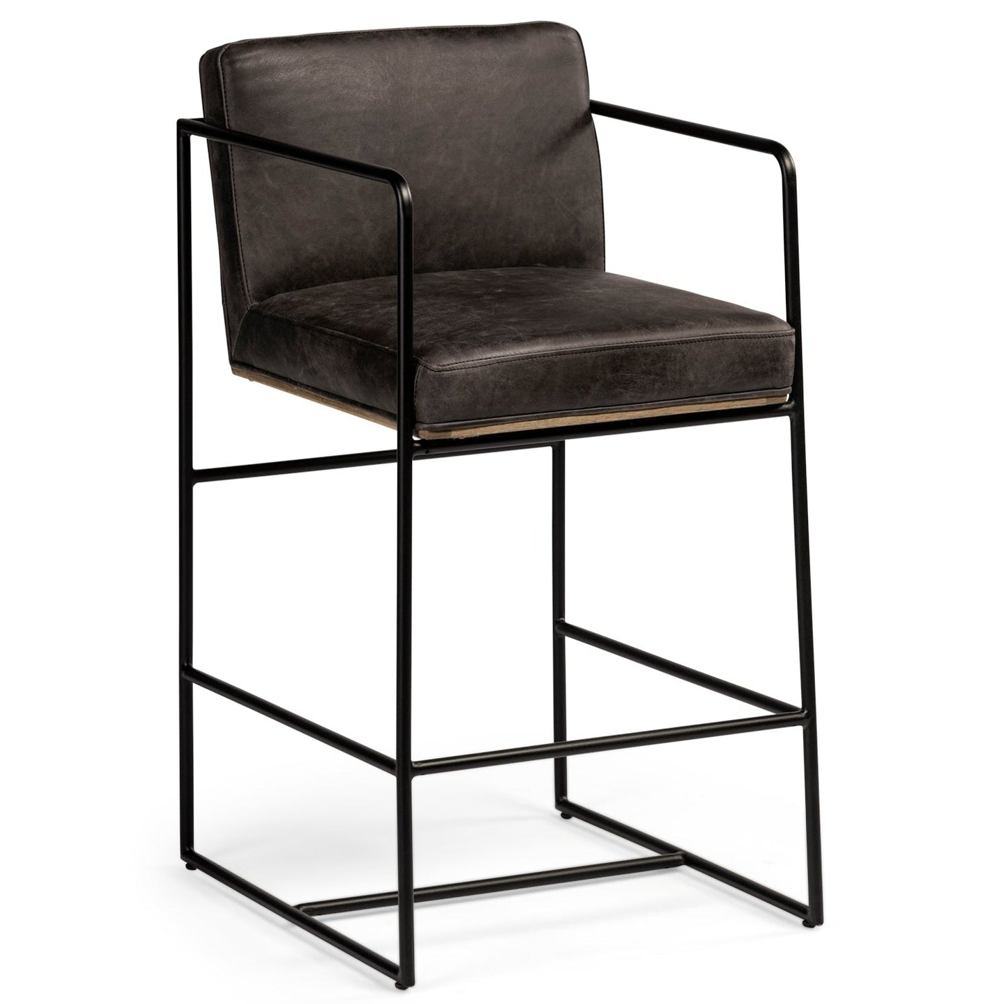 Stamford Black Leather Counter Stool