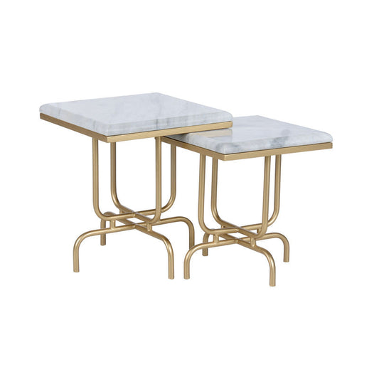 Stand By Me Marble Square Top Table (Set of 2)-Side Tables-Wildwood-LOOMLAN