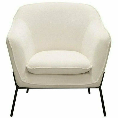 Status Ivory Cream Fabric Accent Chair Black Metal Legs Club Chairs Sideboards and Things  By Diamond Sofa