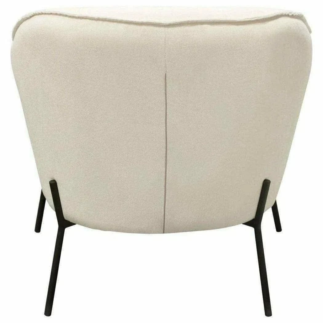 Status Ivory Cream Fabric Accent Chair Black Metal Legs Club Chairs Sideboards and Things  By Diamond Sofa