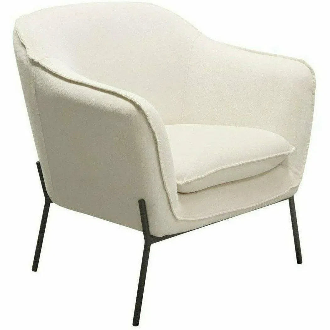 Status Ivory Cream Fabric Accent Chair Black Metal Legs Club Chairs Sideboards and Things  By Diamond Sofa