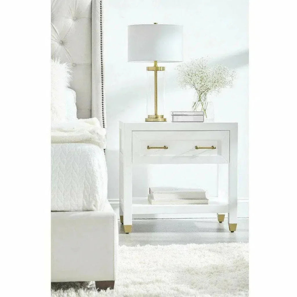 Stella 28 Inch White Scandinavian Nightstand - LOOMLAN - Essentials For Living - Nightstands