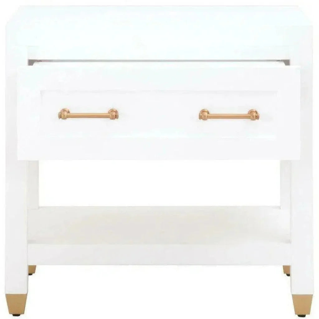 Stella 28 Inch White Scandinavian Nightstand - LOOMLAN - Essentials For Living - Nightstands